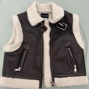 Brown and Cream Shearling Vest
